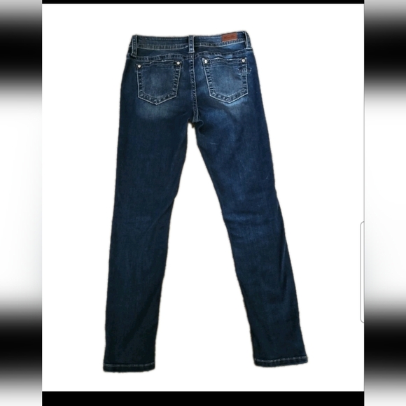 Miss Me Womens Dark Wash Heaven Mid Rise Skinny Jean With Rhinestones 30 - Picture 1 of 13